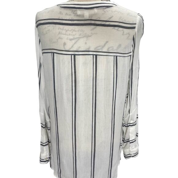 Two by Vince Camuto Women's Striped Tunic Long Sleeve Semi-Sheer Boho Top-Medium - Picture 5 of 9